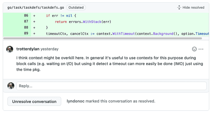 GitHub mirrored comment