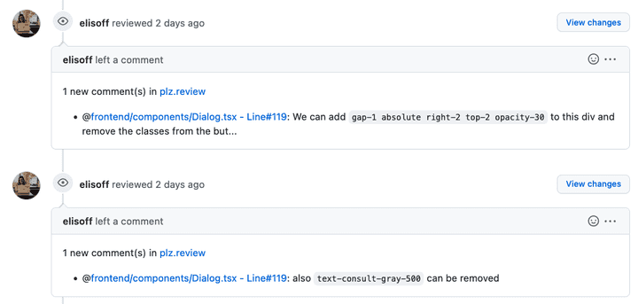 Comment rollup in GitHub
